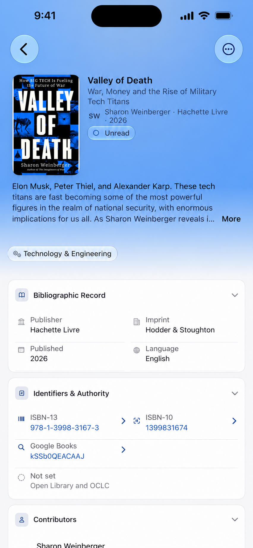 Athos on iPhone: Valley of Death book record